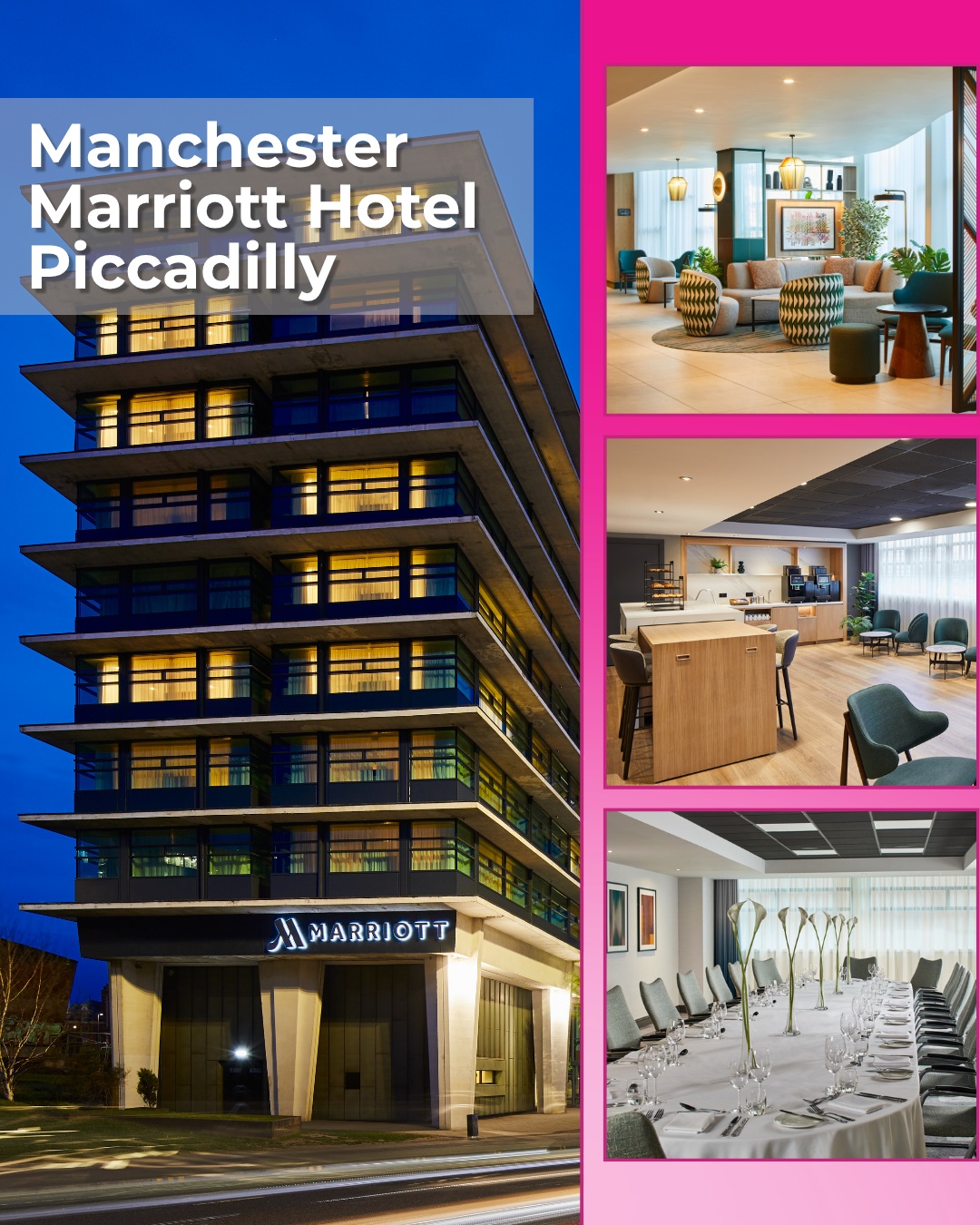 🏨 Looking for a premium venue that combines outstanding conference facilities with contemporary comfort in the heart of Manchester?

The Manchester Marriott Hotel Piccadilly has undergone a multi-million-pound refurbishment, transforming it into one of the city's leading destinations for meetings, conferences, and residential stays. Just a short walk from Piccadilly Station, this stylish four-star hotel offers 338 beautifully redesigned bedrooms and suites, together with upgraded facilities designed to meet the needs of today's business and leisure travelers.

More than simply a place to stay, the hotel delivers a seamless event experience. From executive board meetings and training sessions to large conferences and residential events, its flexible spaces, modern technology, and dedicated team ensure every event runs smoothly.

Key highlights:
✔ Prime city center location, just minutes from Piccadilly Station and Manchester's commercial district
✔ 338 newly refurbished bedrooms and suites offering comfort, style, and convenience
✔ 12 flexible meeting and event spaces accommodating up to 270 delegates
✔ State-of-the-art hybrid meeting technology, high-speed Wi-Fi, and modern AV facilities
✔ Excellent residential conference packages, executive lounge access, wellness facilities, and vibrant on-site dining.

Whether you're planning a corporate event, conference, or business stay, Manchester Marriott Hotel Piccadilly offers the perfect blend of connectivity, flexibility, and comfort.

#Manchester #BusinessTravel #MeetingsAndEvents #ConferenceVenue #CorporateEvents #BusinessEvents #EventPlanning #ResidentialConferences #MICE